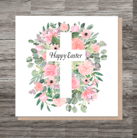 Floral Cross Easter Card, Custom Cross Easter Card